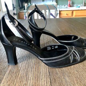 Gently Used Size 7.5 Women's Black Stappy Heels